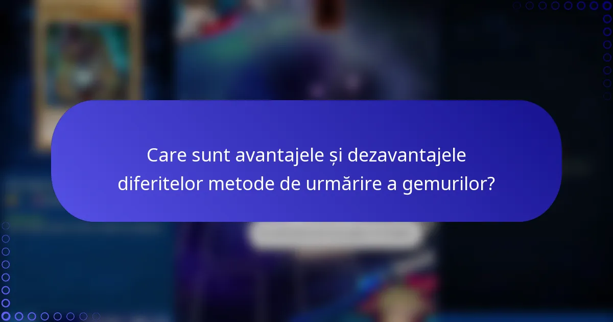 Care sunt avantajele și dezavantajele diferitelor metode de urmărire a gemurilor?