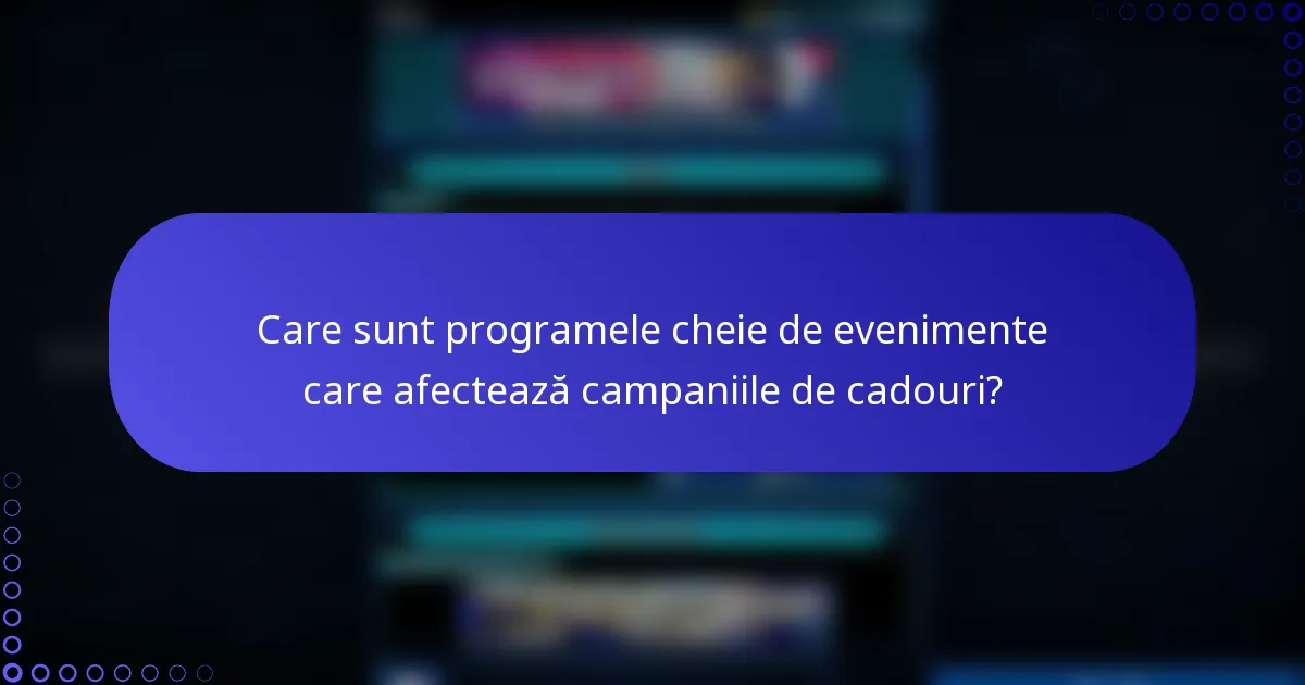 Care sunt programele cheie de evenimente care afectează campaniile de cadouri?
