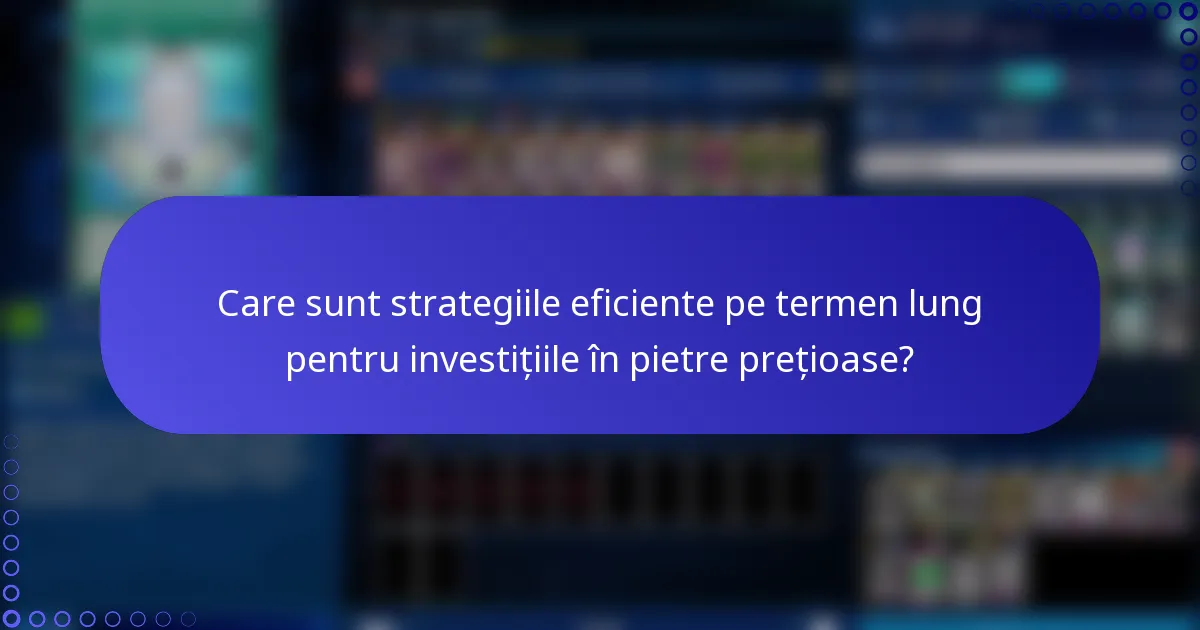 Care sunt strategiile eficiente pe termen lung pentru investițiile în pietre prețioase?