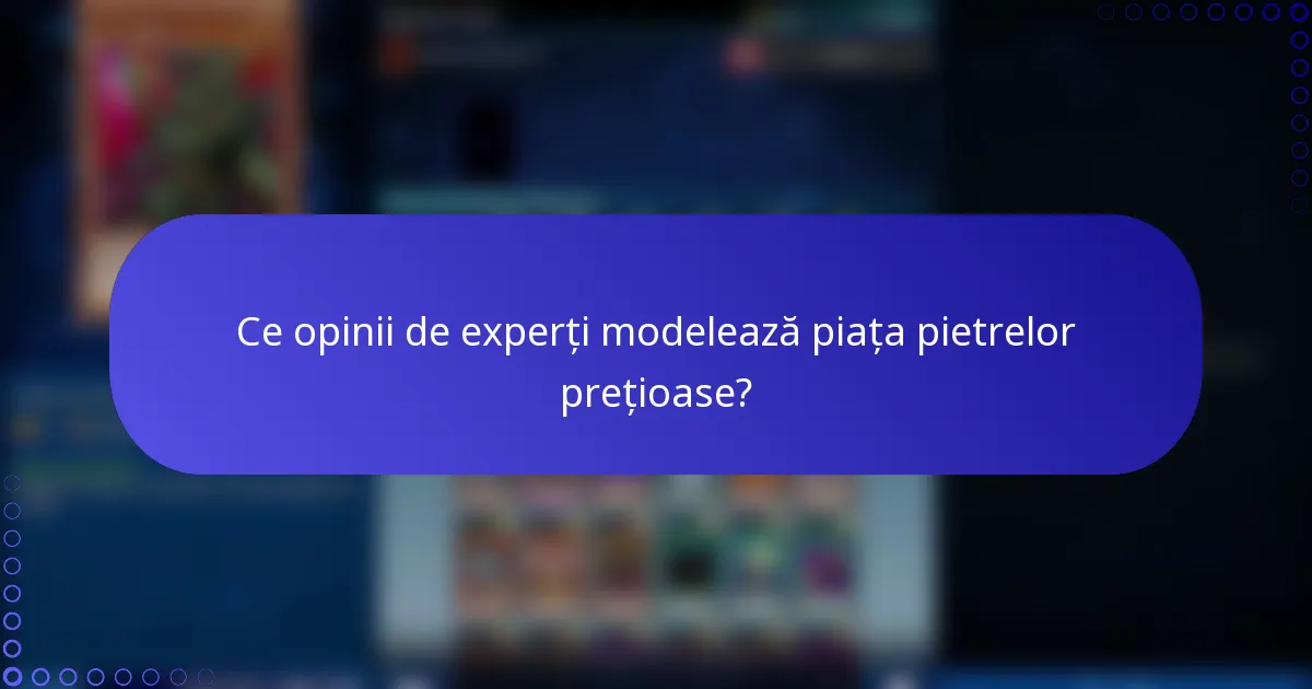 Ce opinii de experți modelează piața pietrelor prețioase?
