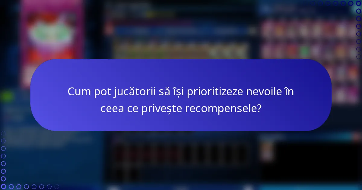 Cum pot jucătorii să își prioritizeze nevoile în ceea ce privește recompensele?