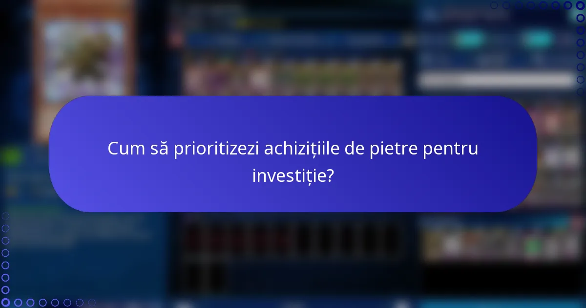 Cum să prioritizezi achizițiile de pietre pentru investiție?